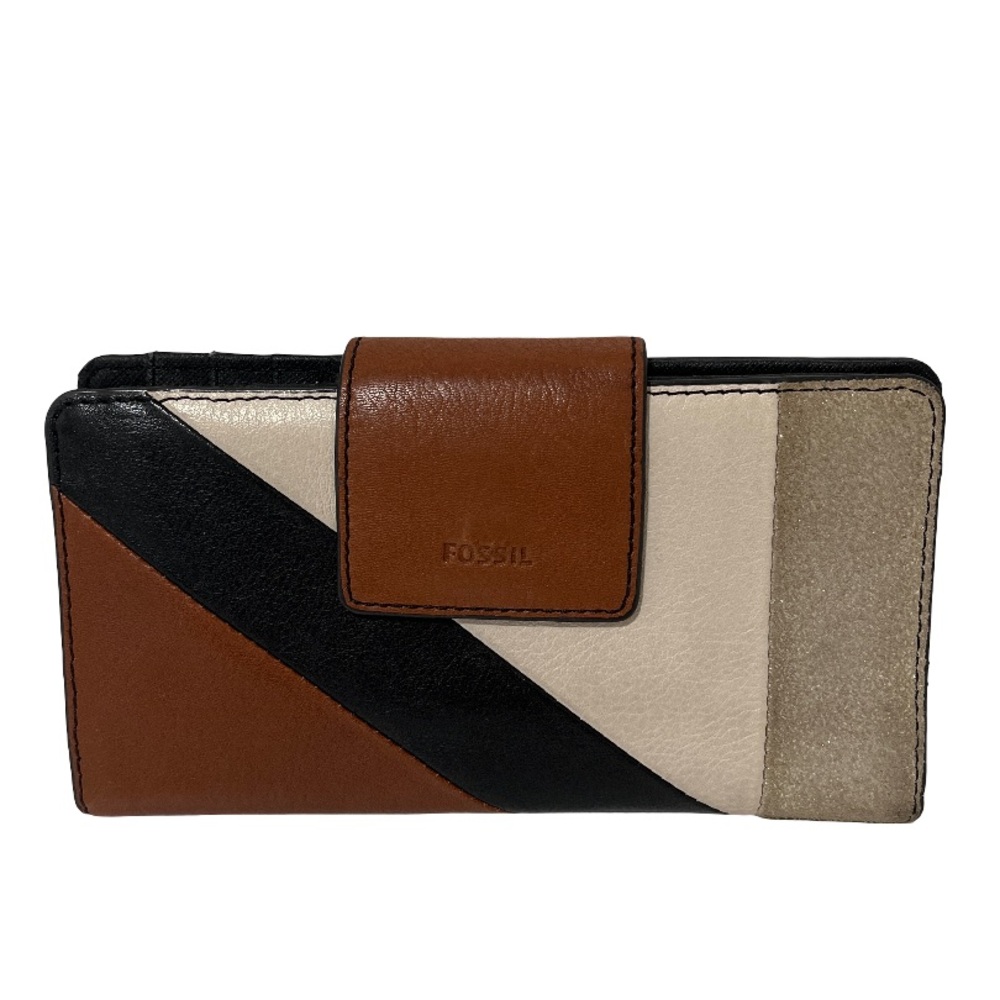 Fossil Women's Black, Brown, and Cream Wallet